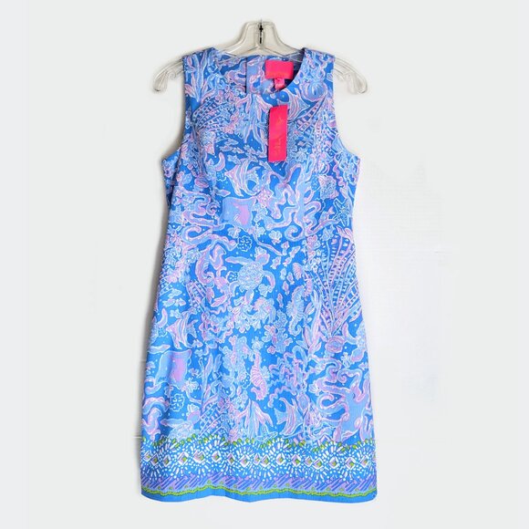Lilly Pulitzer Mila Stretch Shift Dress • Boca Blue Sea What I Sea - Picture 2 of 7